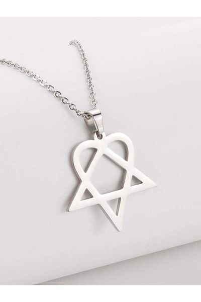 SYGGY Heartagram pendant chain, silver, 45 cm