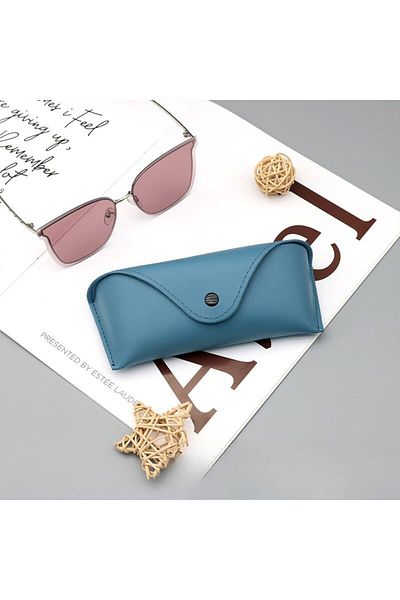 Choice Blue Glasses Box Solid Color High-end Leather Sunglasses Myopia Glasses Pressure Resistant Sunglasse