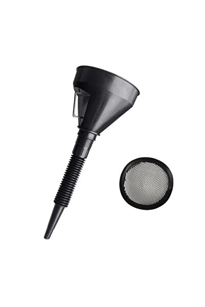 Choice قمع تزويد الوقود للسيارة باللون الأسود، خرطوم تزويد وقود قابل للفصل ومقاوم للانسكاب مع قمع طويل الفم للدراجات النارية R