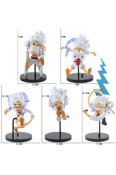 Choice 5pcs-No box 5pcs/set Anime One Piece Figure Q Version GEAR5 Sun God Nika Luffy Action Figures PVC Mo