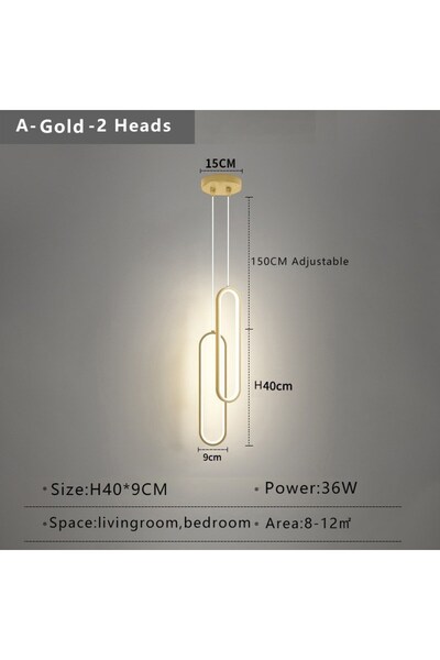 Choice ثريا LED حديثة بسيطة ذات رأسين باللون الأبيض الدافئ الذهبي لغرفة النوم...