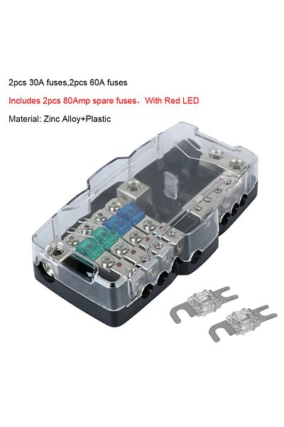 Choice 2Pcs 30A 2Pcs 60A Distribution Fuses Box Block Multi-functional LED Car Audio Stereo Fuse Holder for