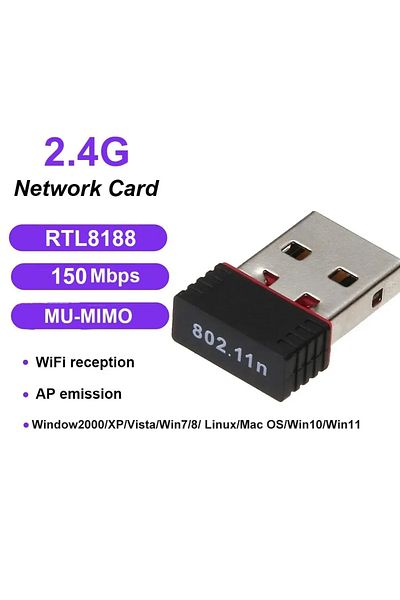 Kebidumei 150M-RTL8188 Wireless WiFi 6 Adapter AX286 802.11Ax 2.4GHz Free Driver USB Network Card For Win7/10/
