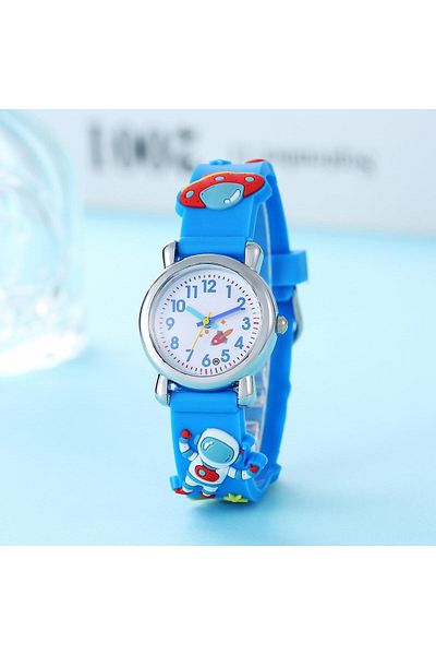 Choice Lightblue New Student Children's Cartoon Astronaut UFO Astronaut Quartz Watch