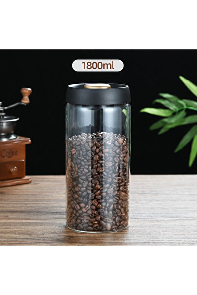 Choice حبوب قهوة سوداء ذهبية 1800 مل، خزان مفرغ من الهواء، زجاج لحفظ الطعام، يحافظ على نضارة القهوة