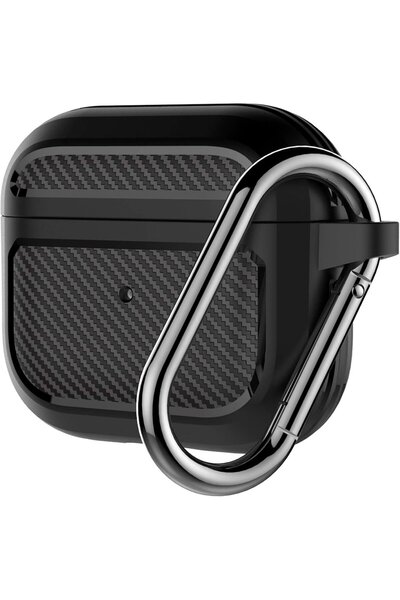 CACOE Θήκη για AirPods 3 2021 Cacoe, σιλικόνη/μέταλλο, μαύρο/ασημί, 6,5 x 3,5...