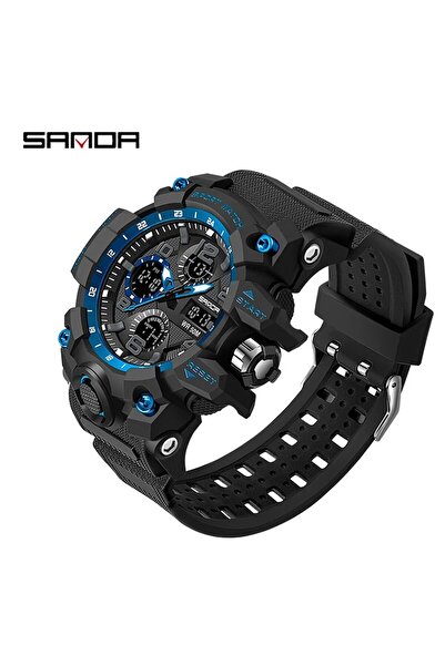 Choice رقم 6021 ساعة يد رجالية رياضية عسكرية من SANDA طراز G باللون الأزرق مق...