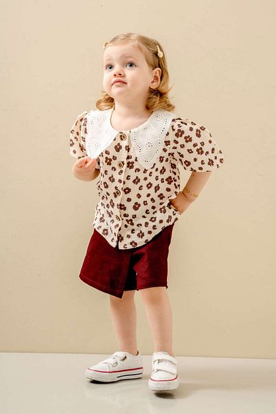 JNF kids Baby Girl Scalloped Shorts Skirt Set (Short Socks with Gift)