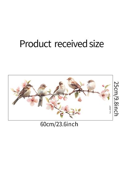 Choice 25X60CM 1PCS Painted Flower Twig Bird Glass Window Home Landscaping Decoration Electrostatic Uv Wind