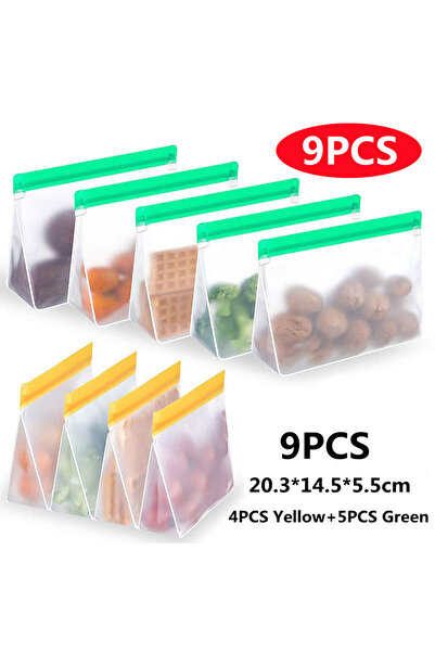 Choice6 9 قطع 20.3 × 14.5 × 5.5 سم حقيبة تخزين طعام قابلة لإعادة الاستخدام وم...