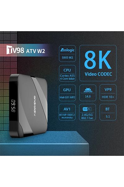 ZDSSY صندوق تلفاز ذكي TV98 ATV Ultra HD 8K بمقبس أوروبي 4G 64G يعمل بنظام Android 11 إلى 14 S905W2 2GB16GB 4GB 32GB/64GB ثنائي