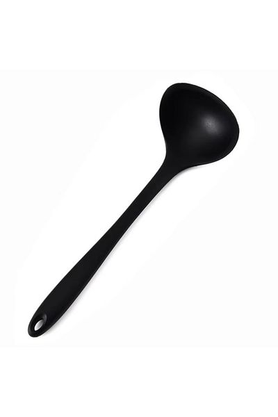 Choice black Silicone Ladles Soup Spoons Nonstick Heat Resistant Large Soup Ladle with Long Handle for Home
