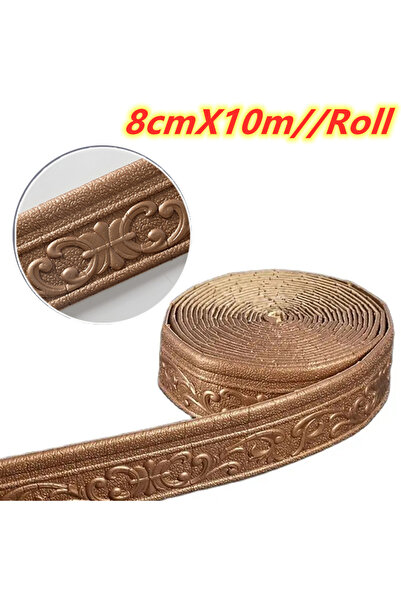Choice 8 سم × 10 م نحاسي 10 م / لفة خط تقليم حائط ثلاثي الأبعاد حافة القاعدة ...