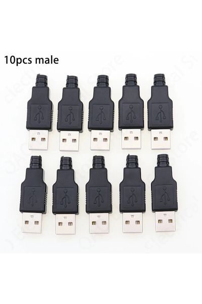 Choice1 موصل USB ذكر من النوع A بـ 4 دبابيس مع غطاء بلاستيكي أسود - 10 قطع