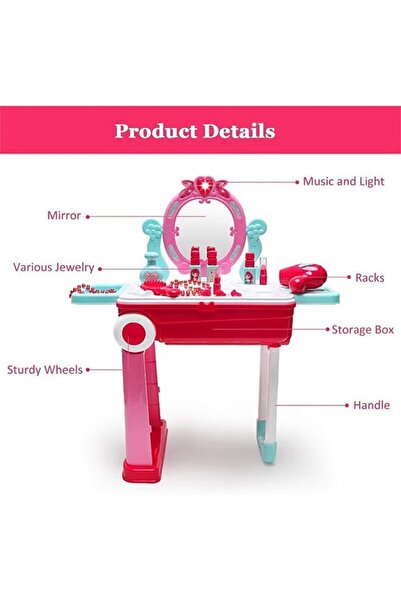 XC Portable Pretend Glamorous Vanity Make Up Beauty Play Set With Light And Sound