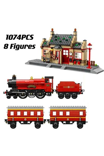 Choice 1074pcs Hogsmeaded Movie House Extension Compatible 76423 Train Station Building Blocks Bricks Model