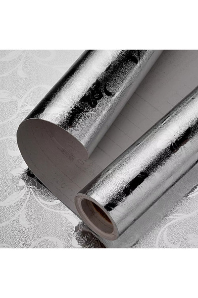 Choice ملصقات حائط مقاومة للحرارة العالية للمطبخ مقاس 40 سم × 1 متر فضية 7 مل...