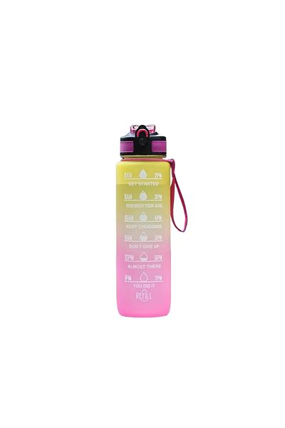 Choice Yellow Gradient Color 1000mL Large Capacity Outdoor Sports Plastic Cup, Bouncing Suction Nozzle, Spa