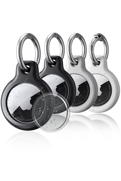 Choice A-4pcs Waterproof Cover for Apple Airtag Holder Keychain with Anti-Lost Keyring Hard TPU AirTag Case