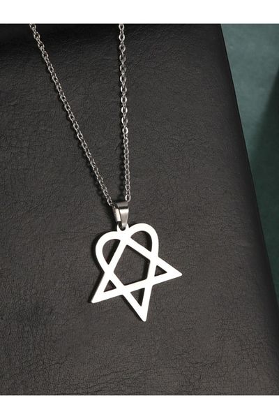 SYGGY Heartagram pendant chain, silver, 45 cm