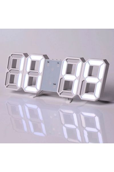 Choice White frame white Wall Clock Digital Alarm Modern Kitchen Electronic Smart 3D USB Power Supply LED T