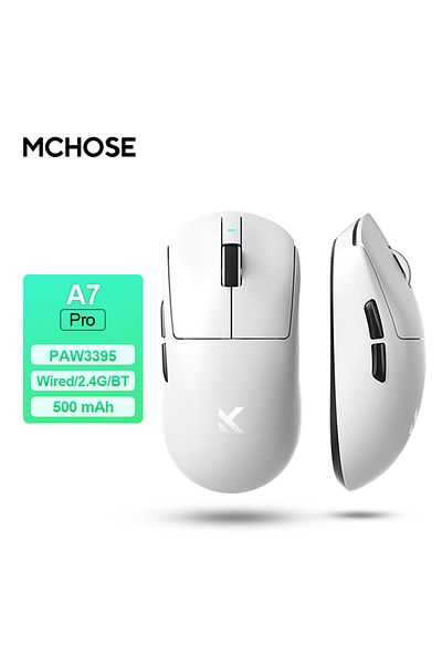 Choice A7 Pro-White MCHOSE A7 Pro Wireless E-sports Gaming Mouse Bluetooth Rechargeable PAW3395 Lightweight
