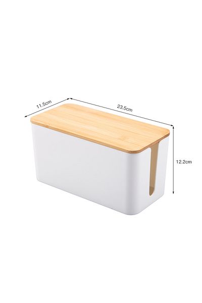 Choice S-White Cable Storage Box Wooden Power Line Storage Case Dustproof Charger Socket Organizer Wire Cas
