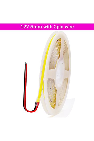 Choice 0.5m warm white 12V 5mm 2pin wire DC5V USB COB LED Strip 3mm 5mm 8mm Width 12V 320LEDs Flexible LED