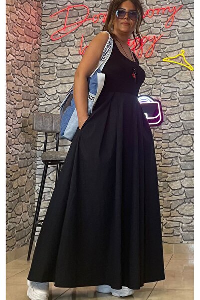 Bade BİSİKLET YAKA MAKSİ BOY ELBİSE