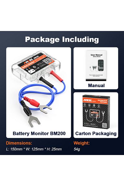 ANCEL BM200 ANCEL BM200 Wireless Bluetooth Battery Monitor 12V Car Battery Health Monitoring Battery