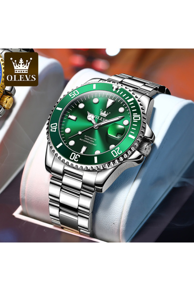 Choice Sliver Green OLEVS 6650 Men Watch Classic Original Automatic Mechanica...