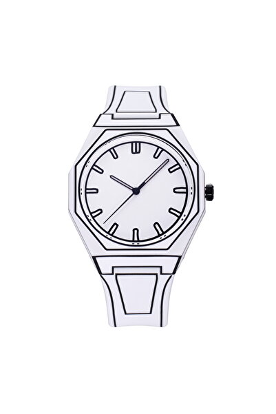 Choice ساعة رجالية كلاسيكية بسيطة بسوار سيليكون باللون الأبيض وخفيفة الوزن مص...