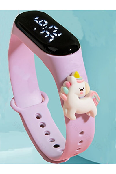 Choice ساعة يد للأطفال بتصميم رسوم متحركة جديدة باللون الوردي مزودة بإضاءة LE...