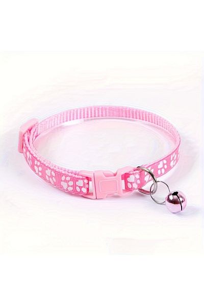 Choice Pink Fashion Pet Cats Collar Colorful Pattern Cute Bell Adjustable Collars For Cats Kitten DIY Ring