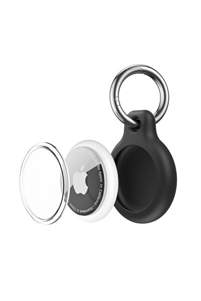 Choice Black Waterproof Cover for Airtag Holder Keychain with Anti-Lost Keyri...