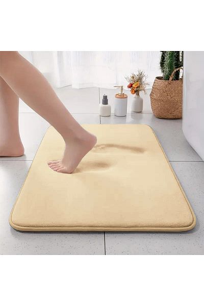 Choice 60cm X 90cm Apricot Thickened Solid Color Absorbent Carpet Flannel Bathroom Floor Mat Bathroom Entra