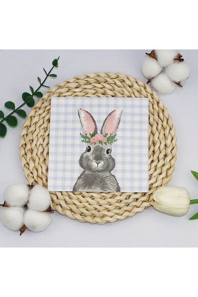 Choice 20pcs 20pcs 25cm 2-ply Easter Bunny Element Colorful Napkins Plaid Square Napkins Party Decoration P
