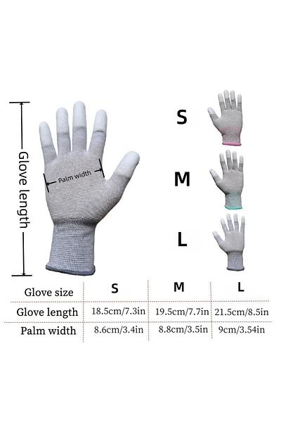 Choice M 10 Pairs 10 Pairs，ESD Safety Work Gloves with Coated Fingertips for Electronics Maintenance, High