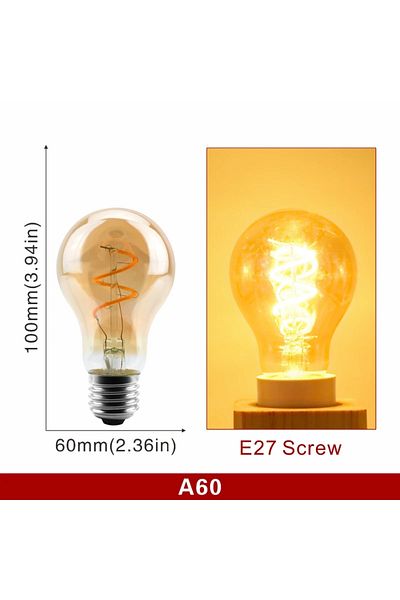 GOT LIANG 4W 220V Yes Warm white 2200K A60 E27 E14 E27 Retro LED Spiral Filament Light Bulb 4W Warm Yellow 220