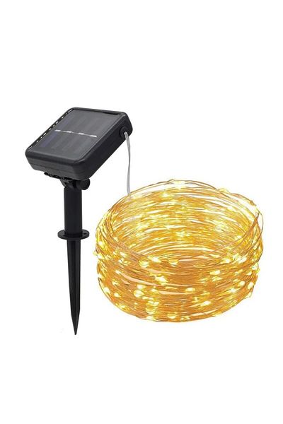 Choice 12m100led Warm White 100 Led Solar Fairy Waterproof Copper Wire String Lights Christmas Party Garlan