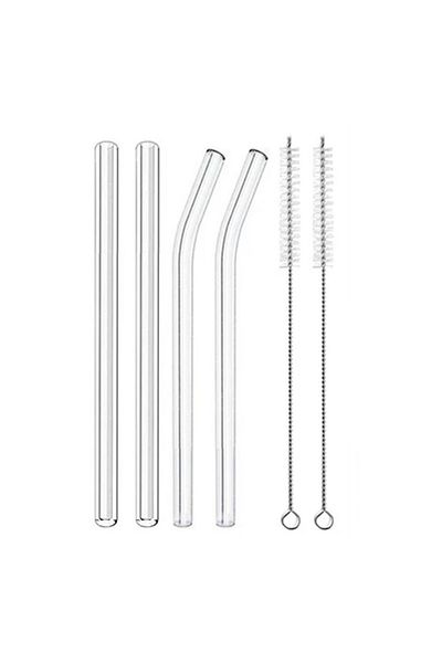Choice Clear 4 Pieces/set 16cm Short Glass Straws Come With 2 Cleaning Brushes, Environmentally Friendly An
