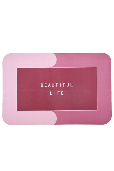 PUFO Covoraș de baie antiderapant Life is Beautiful, 58 x 39 cm, roz