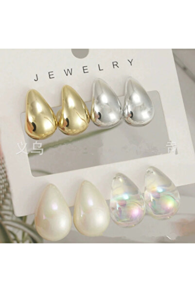 Choice مجموعة C مكونة من 4 أزواج من الأقراط المرصعة بالكريستال اللامع السميك ...