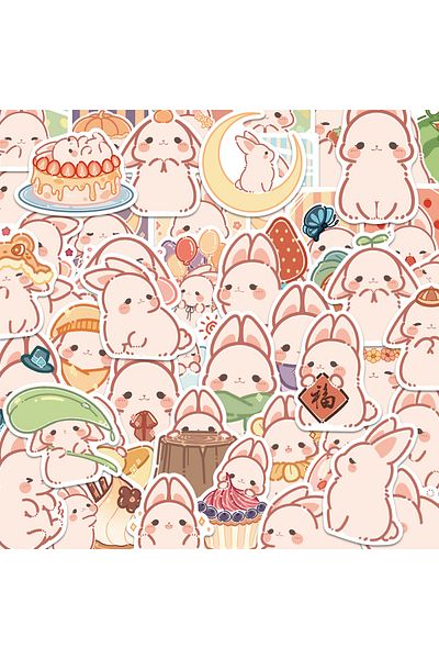 Choice 50pcs 50pcs Scrapbook Stickers Kawaii Cartoon Rabbit Decorative Tag Girl Diy Art Scrapbook Diary Cal