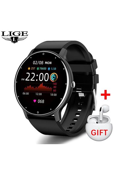 Choice Black LIGE 2024 New Men Smart Watch Real-time Activity Tracker Heart Rate Monitor Sports Women Smart