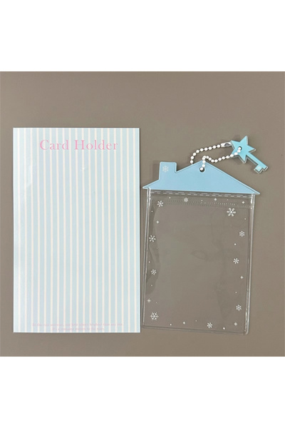 Choice غطاء بطاقة منزل صغير لطيف من مادة البولي فينيل كلوريد باللون الأزرق، و...