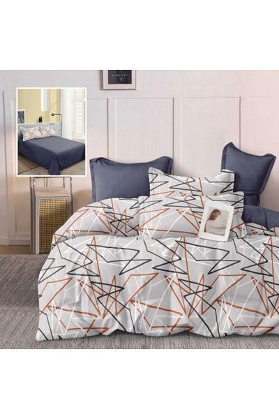 Pucioasa Double bed linen set from finet fabric, duvet cover 200x220cm, 6-piece set, geometric lines