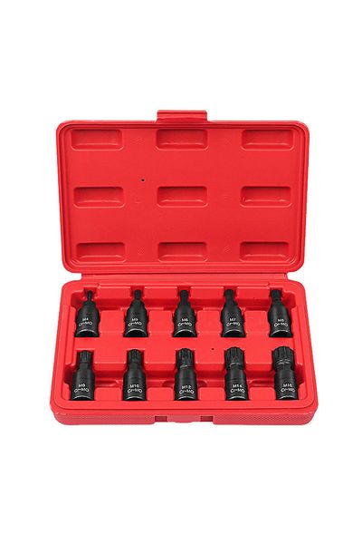 Choice 10PCS As Pic 10PCS 12 Point Socket Wrench Set Universal 3/8 Square Drive Socket Set M4-M16 Socket Ki