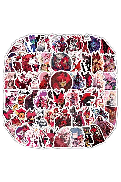 Choice 100pcs Anime Hazbin Hotel Waterproof Graffiti Stickers For Helmet Bicycle Hand Account Pencil Cas...