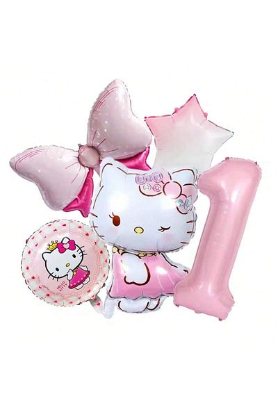 Choice Other 1 5Pcs Cartoon Kitty Hello Kitty Pink Rose Red Number Bow Aluminum Film Birthday Balloon Set